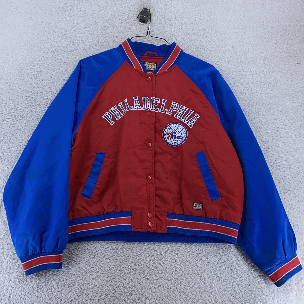 Philadelphia 76ers Rhinestone Satin Bomber Jacket YOUTH Girls XL NBA Basketball